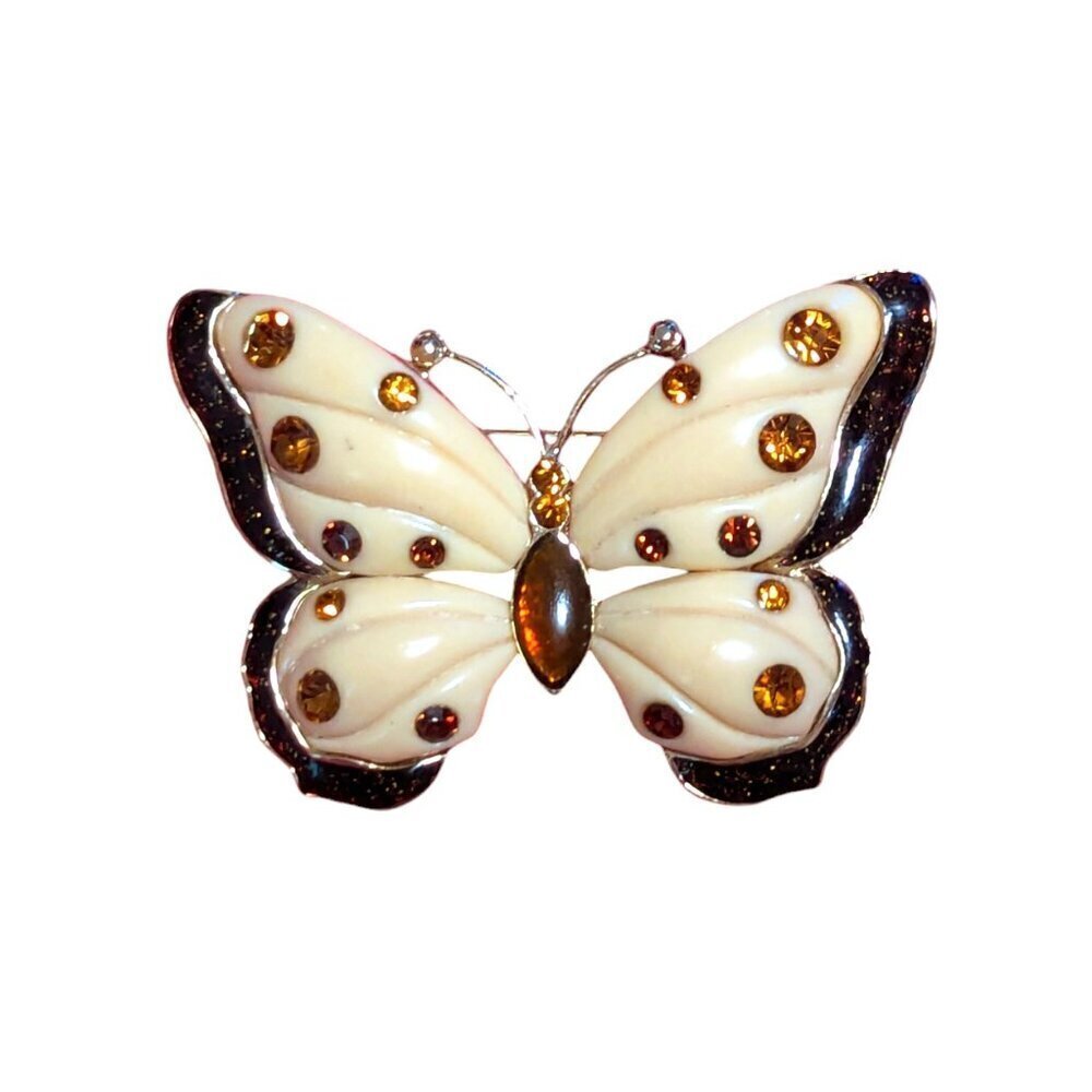 Butterfly‎ Brooch Rhinestone Fairy Festival Pin Costume Boho Gold Statement